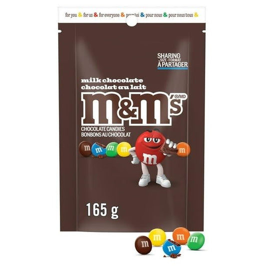 M&Ms, Milk Chocolate Candies, Sharing Bag, 165 g/5.8 oz (Includes Ice Pack) Shipped from Canada