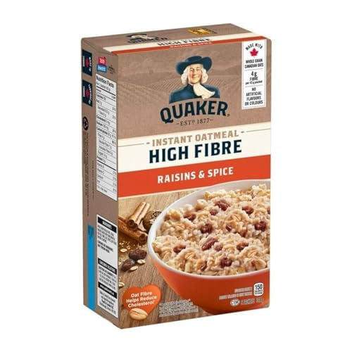 Quaker High Fibre, Raisins & Spice Instant Oatmeal, 344g/12.1 oz (Shipped from Canada)