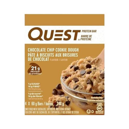 Quest Chocolate Chip Cookie Dough 4x60g/2.11oz (Shipped from Canada)