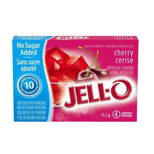 Jell-O Cherry Jelly Powder Light, Gelatin Mix, 11.2g/0.40oz (Shipped from Canada)