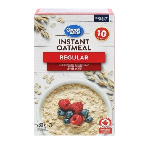 Great Value Instant Oatmeal, Regular, 10 packets, 280g/9.9 oz (Shipped from Canada)