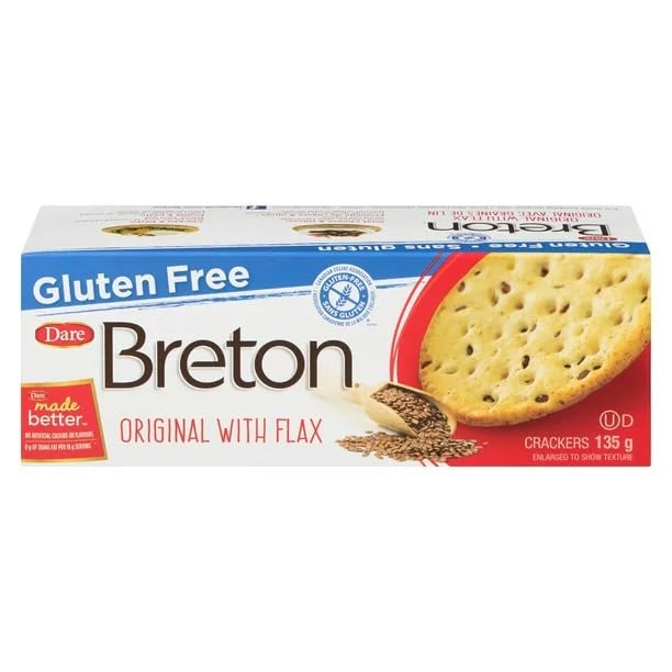 Breton Gluten Free Original with Flax Crackers, Dare, 135g/4.8oz (Shipped from Canada)