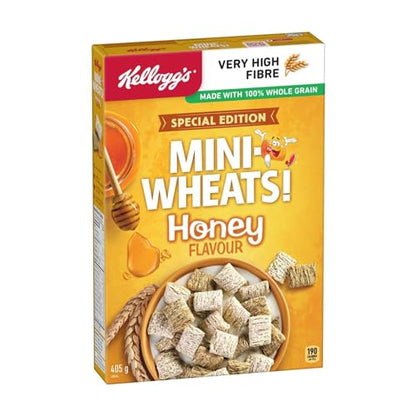 Kellogg's Cereal Honey Flavour, Mini Wheats, Made with 100% Whole Grain, Special Edition, 405g/14.2 oz (Shipped from Canada)