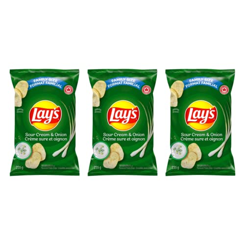 Lays Sour Cream & Onion Potato Chips Family Bag 235g/8.2oz (Shipped from Canada)