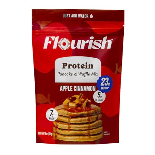 Flourish Protein Pancake Mix Apple Cinnamon, 454g/16 oz (Shipped from Canada)