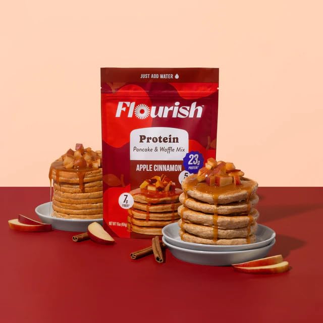 Flourish Protein Pancake Mix Apple Cinnamon, 454g/16 oz (Shipped from Canada)