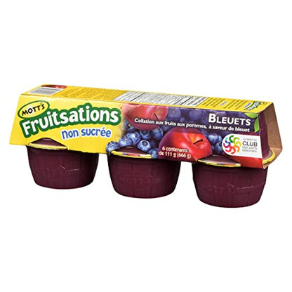 Mott’s Fruitsations Unsweetened Blueberry Delight Apple Sauce, 6 x 113g/4oz (Shipped from Canada)