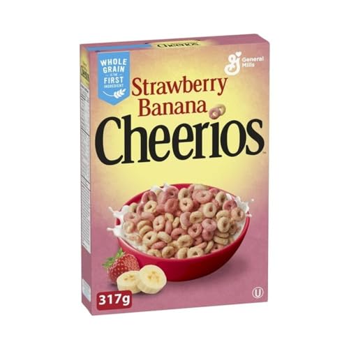 Cheerios Strawberry Banana Breakfast Cereal, Gluten Free, Whole Grains, 317g/11.2 oz (Shipped from Canada)