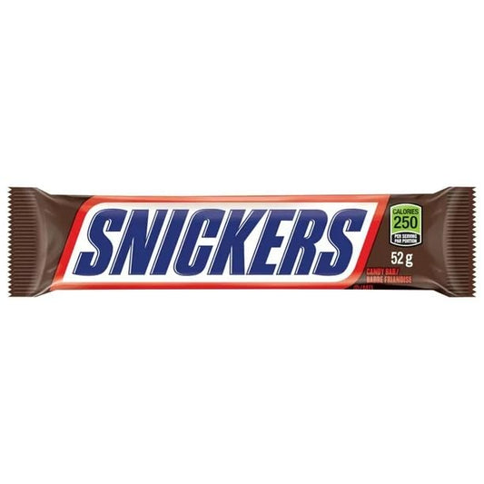 SNICKERS, Peanut Milk Chocolate Candy Bar, Full Size Bar, 52g/1.83oz (Includes Ice Pack) (Shipped from Canada)