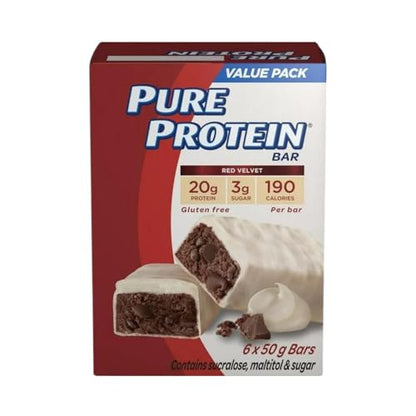 Pure Protein Red Velvet Bar Value Pack 6x50g/1.76oz (Shipped from Canada)