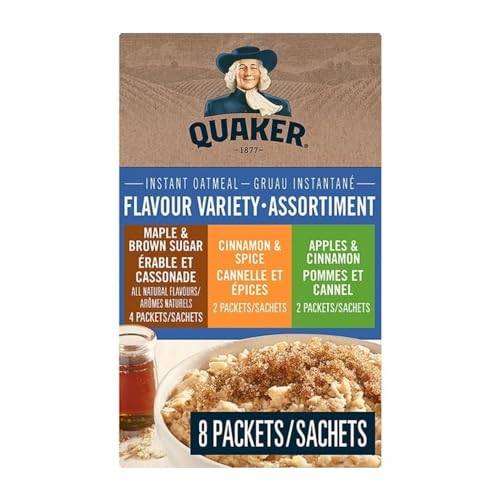 Quaker Instant Oatmeal 3 Flavour Variety Pack, 8 Packets, 314g/11 oz (Shipped from Canada)