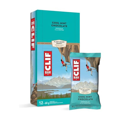 Clif bar Cool Mint Chocolate Energy Bars, Plant Based Food, Non-GMO, 12 x 68g/2.4 oz (Shipped from Canada)