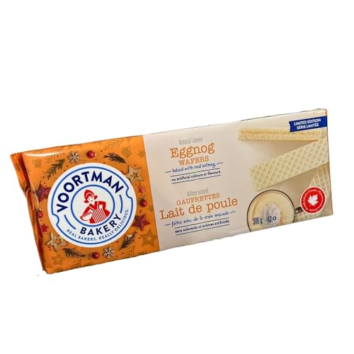 Voortman Eggnog Wafers - Limited Edition Christmas Holiday Cookies, 300g/10.6oz (Shipped from Canada)