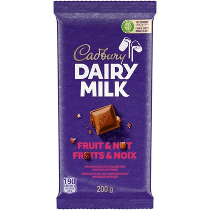 Cadbury Dairy Milk Fruit & Nut Chocolate Bars, 200g/7.05oz (Includes Ice Pack) (Shipped from Canada)