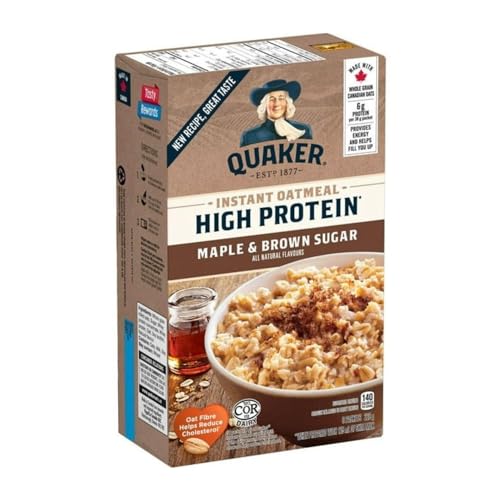 Quaker High Protein Maple & Brown Sugar Flavour, Instant Oatmeal, 228g/8 oz (Shipped from Canada)