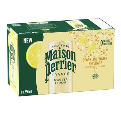 Maison Perrier France Lemon, Sparkling Water Beverage, Natural Lemon Flavour, No Calories, No Sweeteners, No Sodium, Sourced & Bottled In France, 8 x 330ml/11.16 fl. oz (Shipped from Canada)