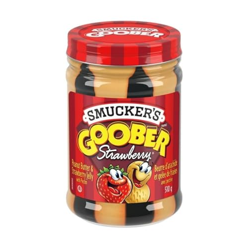 Smucker's Goober Peanut Butter & Strawberry Jelly with Pectin, Ultimate combo of Peanut Butter & Strawberry Spread, 510g/18 oz (Shipped from Canada)