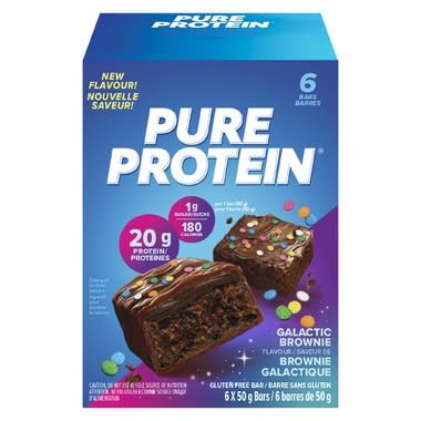 Pure Protein New Galactic Brownie, 20g Protein, Gluten Free, 6 Bars x 50g/1.76 oz (Shipped from Canada)