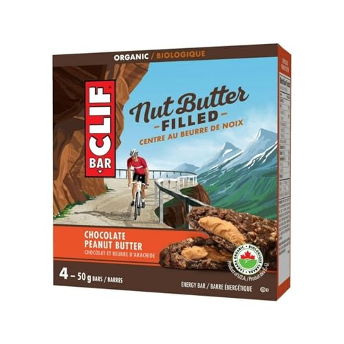 CLIF Bar Nut Butter Organic Chocolate Peanut Energy Bars, 4 x 50g/1.8 oz (Shipped from Canada)