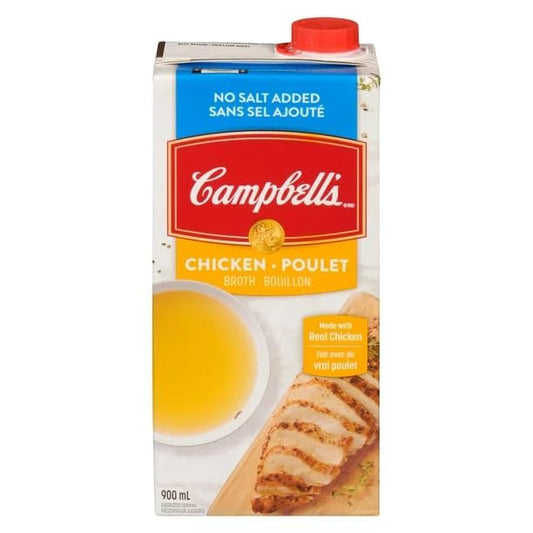 Campbell's No Salt Added Chicken Broth, Ready to Use, 900 mL/30.4 fl. oz (Shipped from Canada)