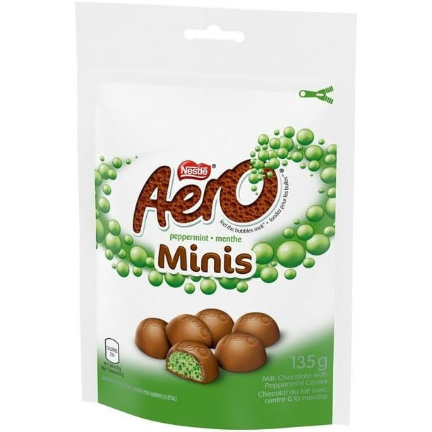 AERO Peppermint Milk Chocolate Minis 135 g Pouch, 135g/4.8 oz (Includes Ice Pack) Shipped from Canada