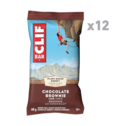 CLIF Bar Chocolate Brownie Energy Bars, Non-GMO, Plant Based Food, 12 x 68g/2.4 oz (Shipped from Canada)