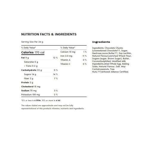 President's Choice The Decadent Chocolate Chunk Cookie Nutrition Facts