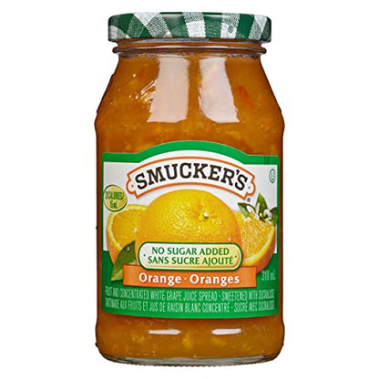 Smucker's No Sugar Added Orange Fruit and Concentrated White Grape Juice Spread, 310ml/10.4oz (Shipped from Canada)