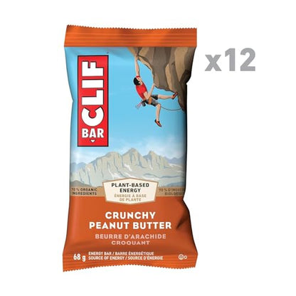 Clif bar Crunchy Peanut Butter Energy Bars, Plant Based Food, Non-GMO, 12 x 68g/2.4 oz (Shipped from Canada)