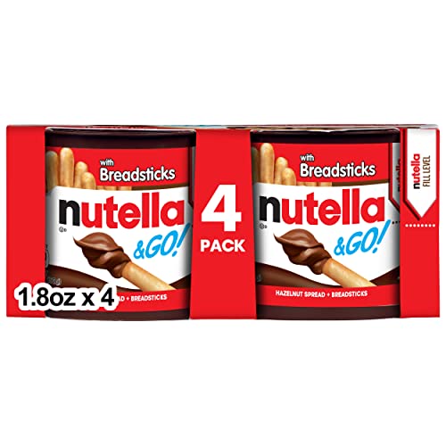 Nutella & GO Hazelnut And Cocoa Spread With Breadsticks Stocking Stuffer Holiday Treat Snack Cups 4-Pack, 52g/1.9oz (Shipped from Canada)