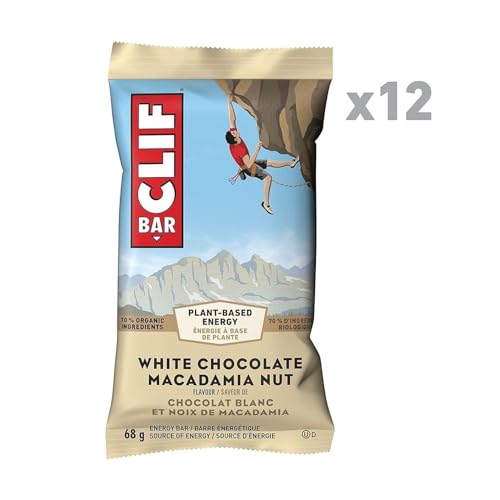 Clif bar White Chocolate Macadamia Nut, Energy Bars, Plant Based Food, Non-GMO, 12 x 68g/2.4 oz (Shipped from Canada)