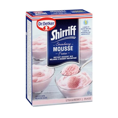 DR OETKER Shirriff Mousse Mix, Strawberry Mousse Dessert, Light and Fluffy, Prepared in Minutes, 69g/2.4 oz (Shipped from Canada)