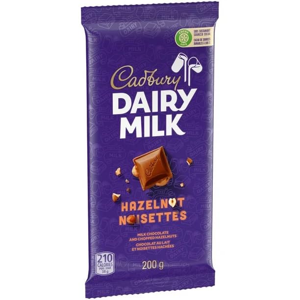 Cadbury Dairy Milk Hazelnut Chocolate Bars, 200g/7.05oz (Includes Ice Pack) (Shipped from Canada)