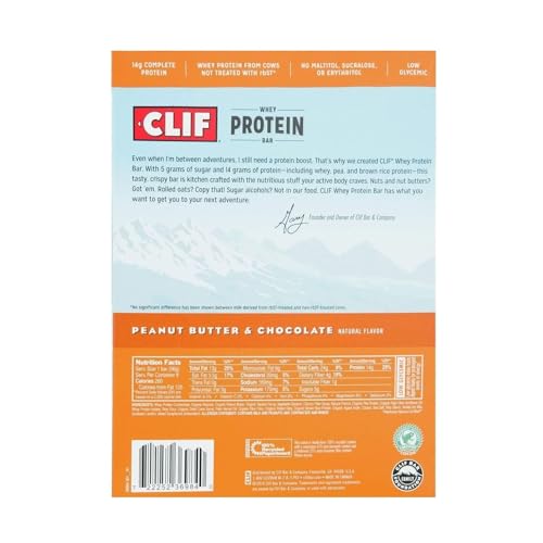 Clif Whey Protein Bars, Chocolate Peanut Butter, GMO Free, 8 x 56g/2 oz (Shipped from Canada)