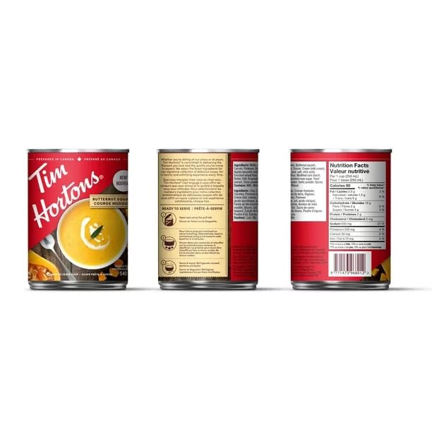 Tim Hortons Butternut Squash Soup, Ready-to-Serve, 540mL/18.3 fl. oz (Shipped from Canada)