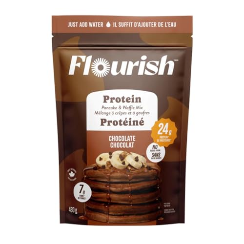 Flourish Whey Protein Pancake & Waffle Mix Chocolate, 430g/15.1 oz (Shipped from Canada)