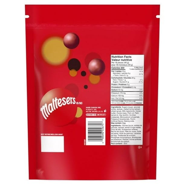 MALTESERS, Milk Chocolate Candy Bites, Sharing Bag, 650g/22.9 oz (Includes Ice Pack) Shipped from Canada