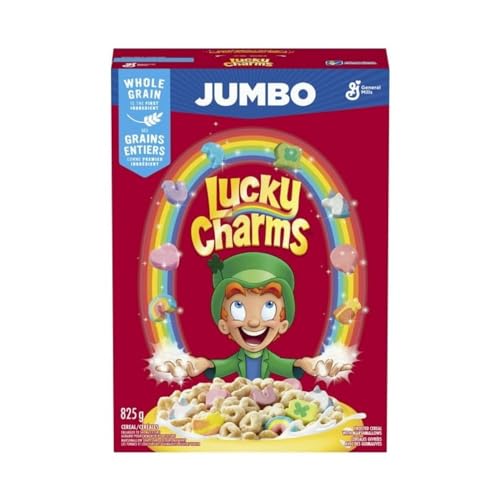 Lucky Charms Breakfast Cereal with Marshmallows, Jumbo Size, Whole Grains, 825g/29.1 oz (Shipped from Canada)