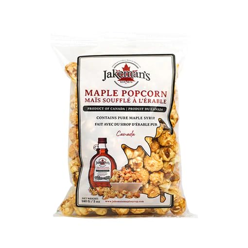 Jakeman's Maple Popcorn - Made with Pure Maple Syrup, 140g/4.9 oz (Shipped from Canada)