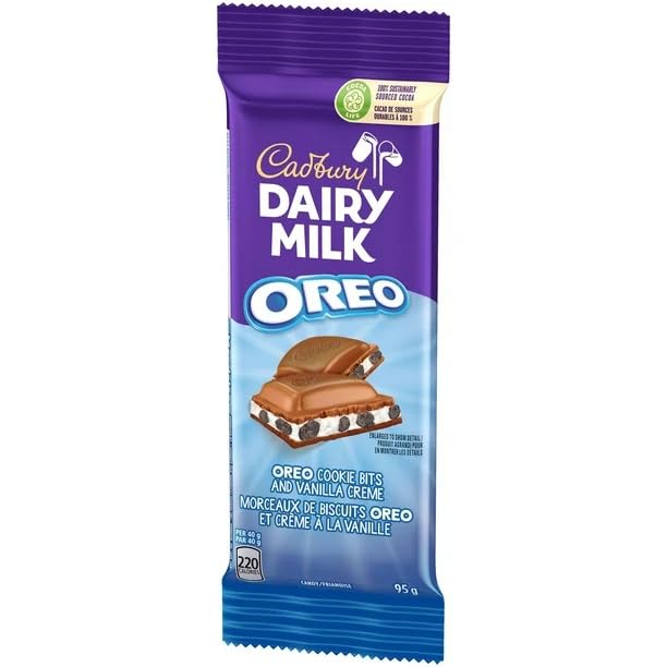 Cadbury Dairy Milk, OREO Cookie Bits and Vanilla Creme, Chocolatey Candy Bar, 95g/3.35oz (Includes Ice Pack) (Shipped from Canada)