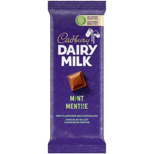 Cadbury Dairy Milk, Mint, Mint Flavoured Milk Chocolate, Chocolate Bar, 100g/3.52oz (Includes Ice Pack) (Shipped from Canada)