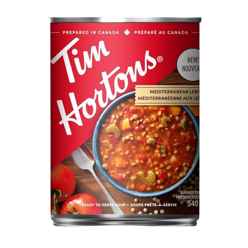 Tim Hortons Soup, Mediterranean Lentil Soup, Ready-to-Serve, 540ml/18.2 fl. oz (Shipped from Canada)