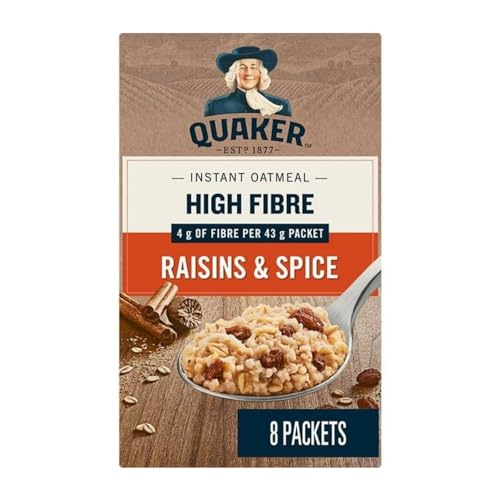 Quaker High Fibre, Raisins & Spice Instant Oatmeal, 344g/12.1 oz (Shipped from Canada)