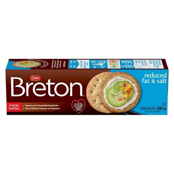 Dare Breton Reduced Salt and Fat Crackers, 200g/7oz (Shipped from Canada)