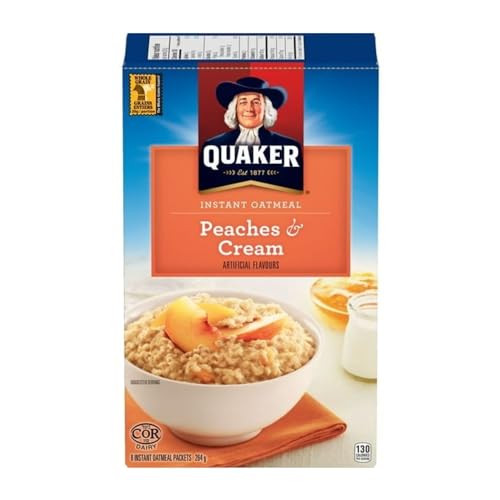 Quaker Peaches & Cream Flavour Instant Oatmeal, 264g/9.3 oz (Shipped from Canada)