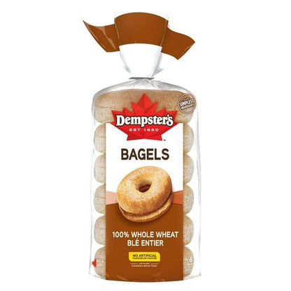 Dempster’s 100% Whole Wheat Bagels, 6 Bagels, 450g/15.9 oz (Shipped from Canada)