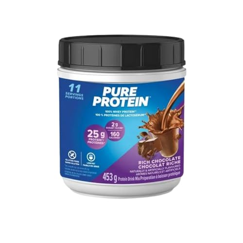 Pure Protein Rich Chocolate 100% Whey Protein Powder 453g/16oz (Shipped from Canada)