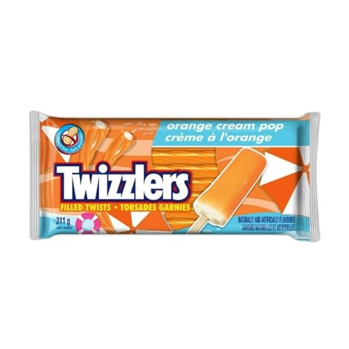 TWIZZLERS Orange Cream Pop Filled Twists Candy, Peanut Free, 311g/10.9 oz (Shipped from Canada)