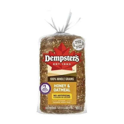 Dempster’s 100% Whole Grains Honey & Oatmeal Sliced Bread, 600g/21.16oz (Shipped from Canada)