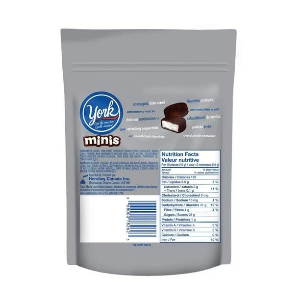 YORK Dark Chocolate Peppermint Patties Minis, 226g/7.97oz (Shipped from Canada)